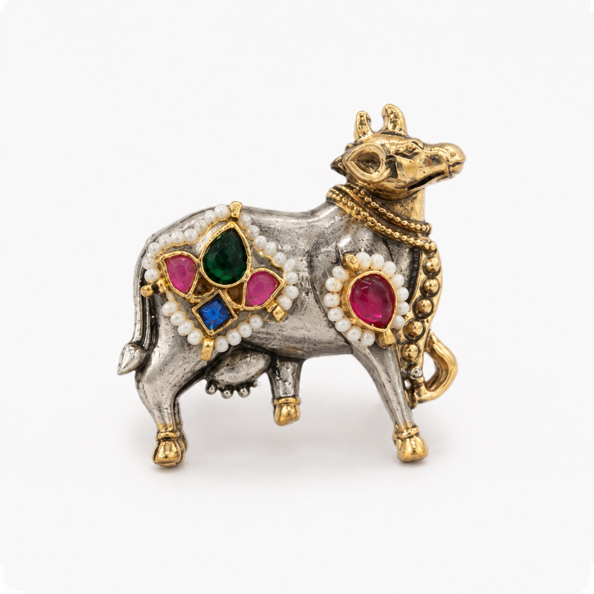 Two-Tone Multicolor Cow Statement Ring