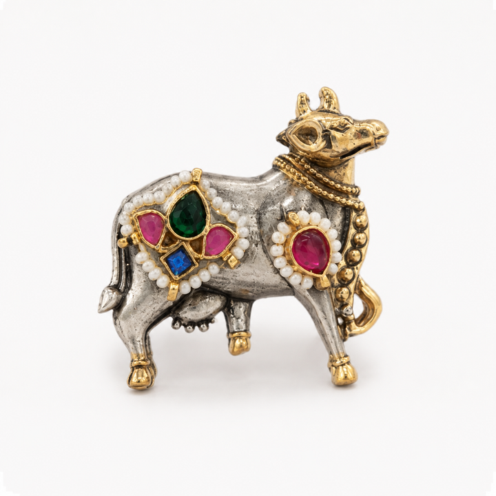 Two-Tone Multicolor Cow Statement Ring