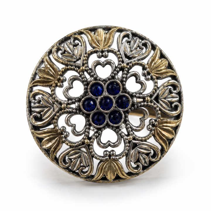 Two-Tone Floral Openwork Statement Ring