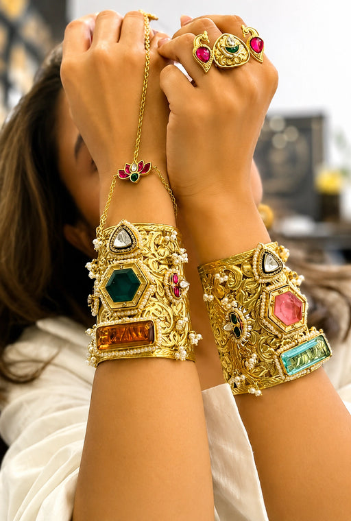 Kashmiri-style kada bracelets for women handwork statement jewellery by Zyvira.