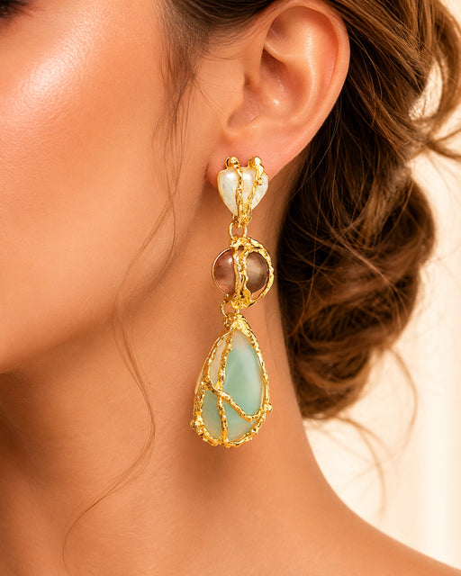Monzonite-style earrings for women colourful statement jewellery by Zyvira.