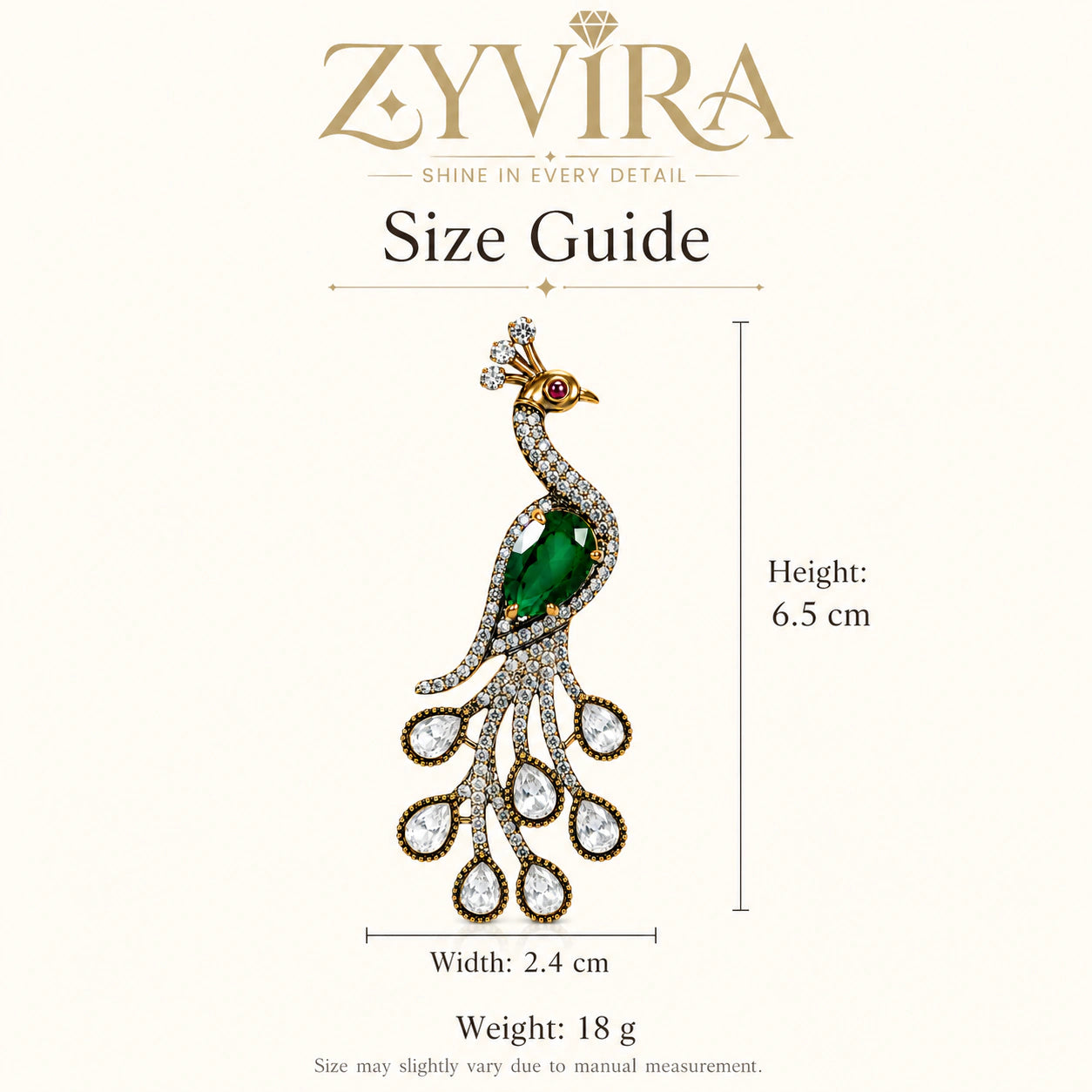 Angled view of antique gold green peacock chandelier earrings