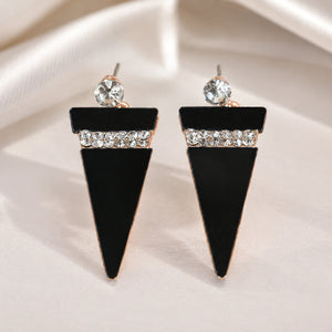 Western black rose-gold crystal geometric drop earrings