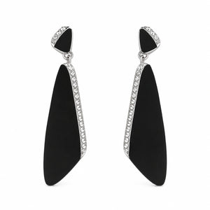 Western black silver-tone crystal geometric dangle earrings