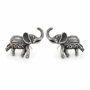 Size guide showing the proportions of German silver elephant stud earrings