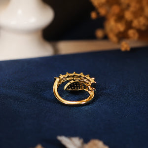 Side view of the gold baguette crystal wrap ring