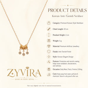 Product details card for the gold bead-cluster crystal necklace