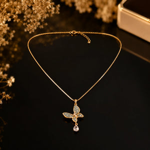 Alternate detail view of the blue butterfly crystal pendant