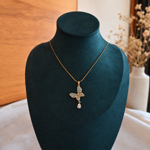 Alternate product view of the gold blue butterfly necklace