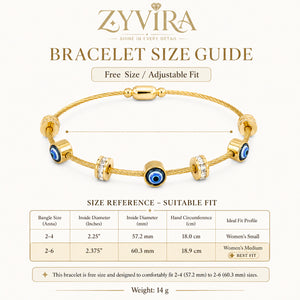 Open structure view of the gold cable charm bracelet