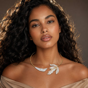 Alternate detail view of the blush floral collar Hasali