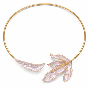 Gold blush floral Hasali styled in an elegant jewellery flat lay