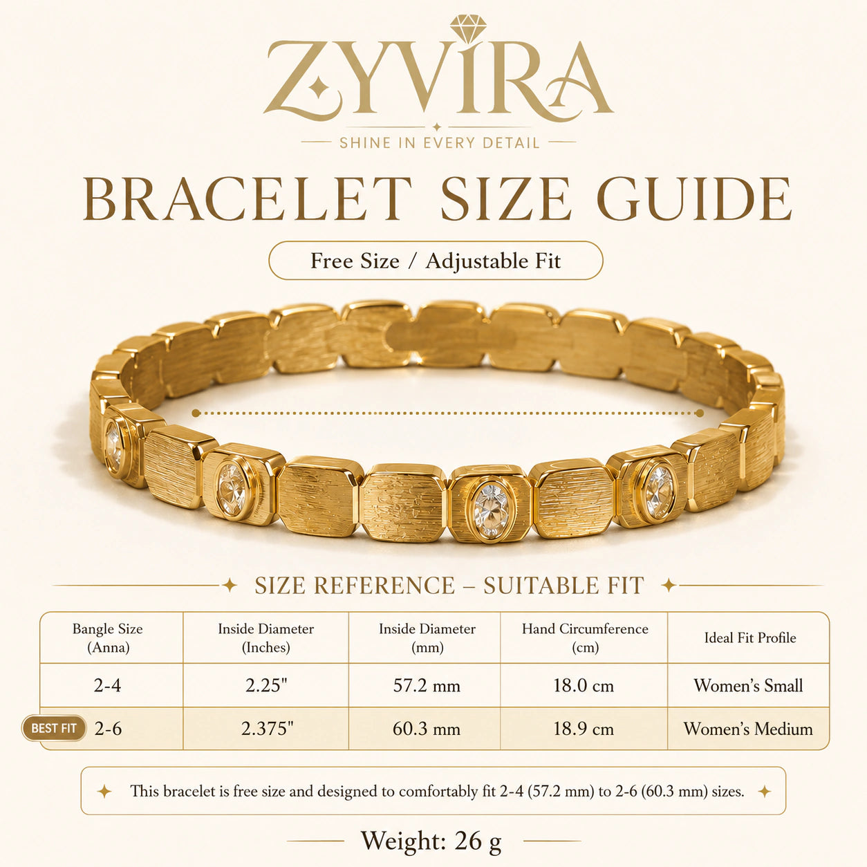 Gold brushed link kada styled in an elegant jewellery flat lay