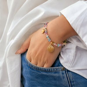 Alternate detail view of the gold coastal shell starfish bracelet