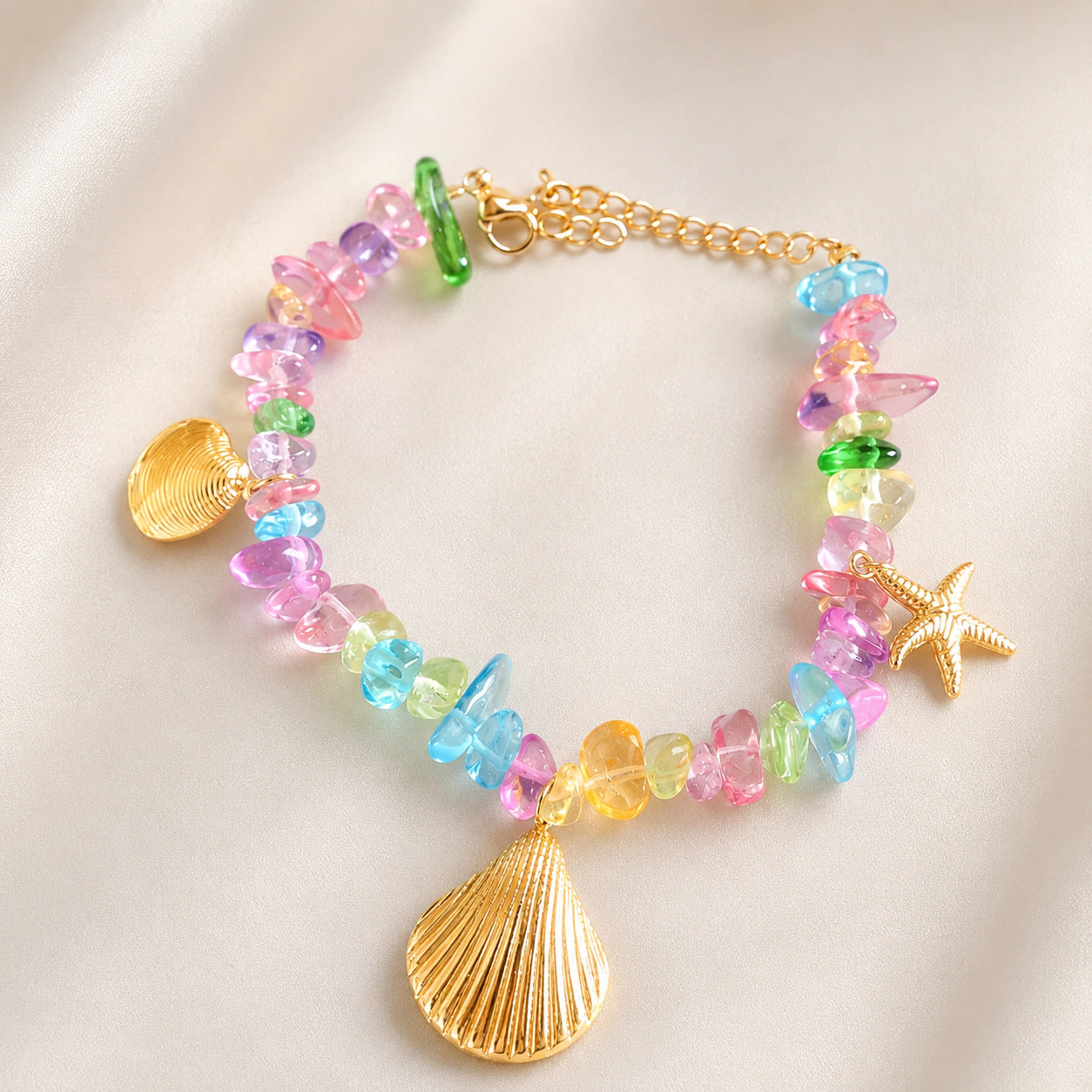 Alternate product view of the gold coastal shell starfish bracelet