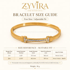Open structure view of the gold crystal-bar bangle