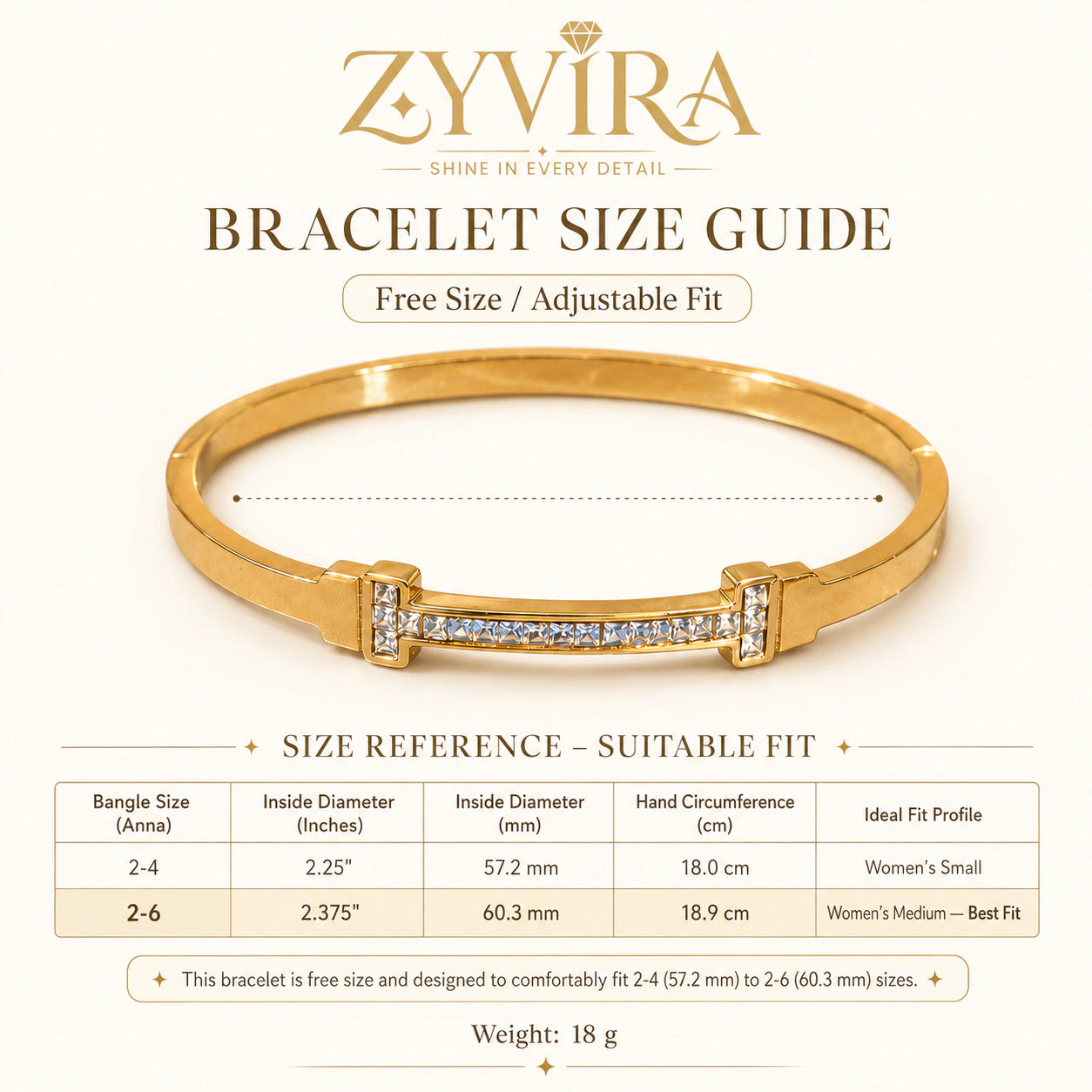 Open structure view of the gold crystal-bar bangle