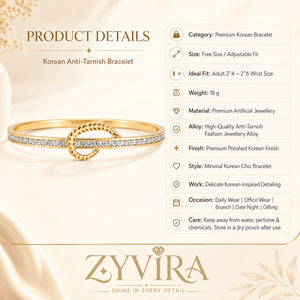 Gold crystal leaf knot kada styled in an elegant jewellery flat lay