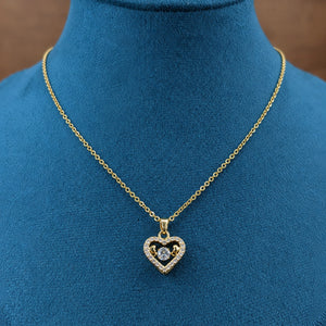 Alternate product view of the gold crystal open-heart necklace