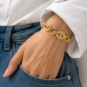 Alternate product view of the gold crystal medallion bracelet