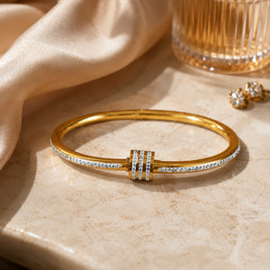 Alternate product view of the gold crystal teardrop kada