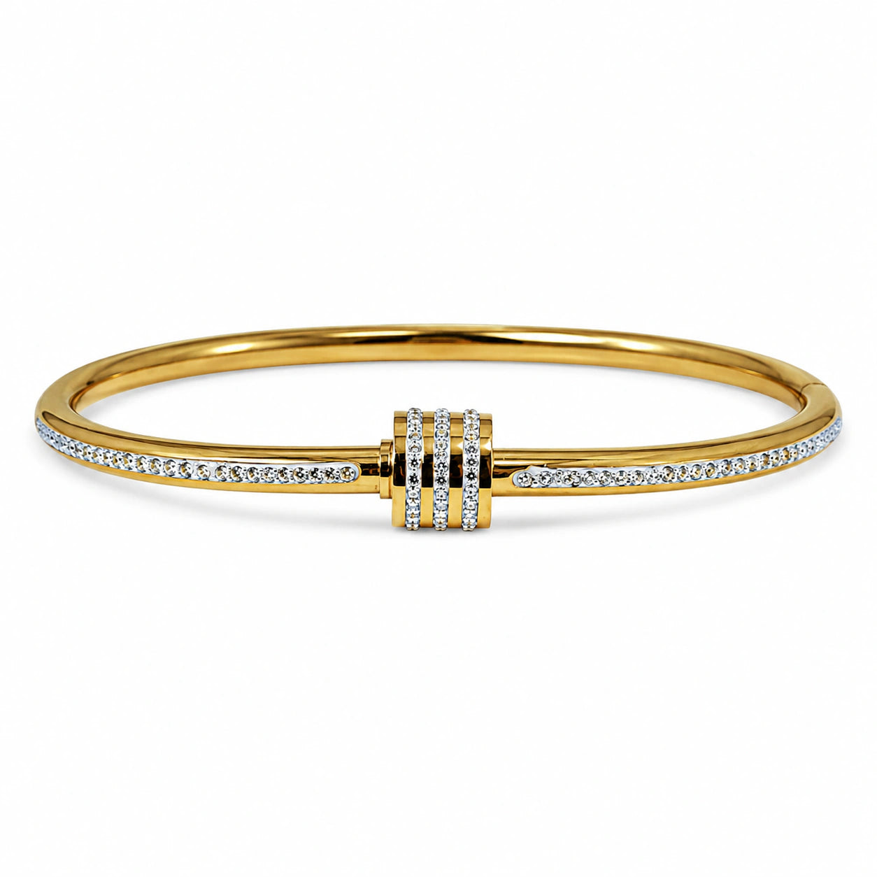 Gold-tone crystal teardrop layered kada bracelet