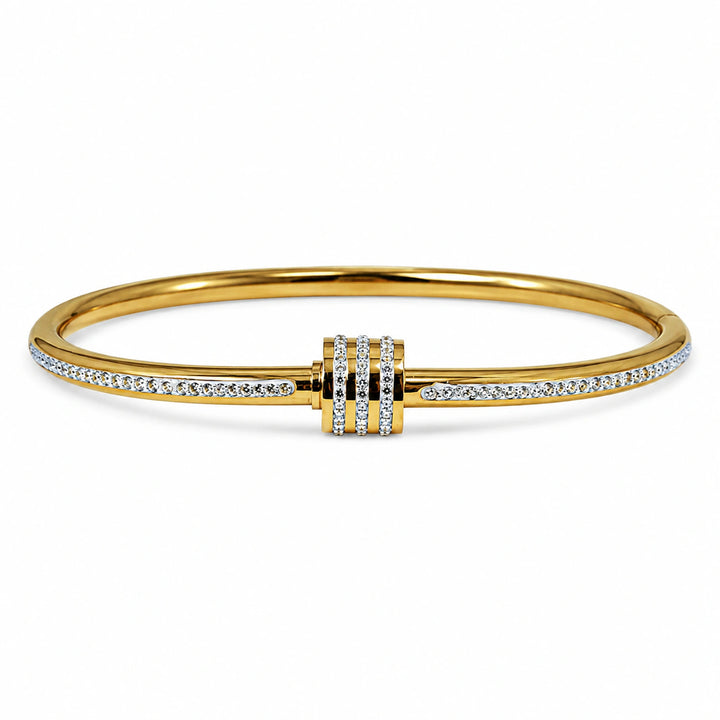 Gold-tone crystal teardrop layered kada bracelet