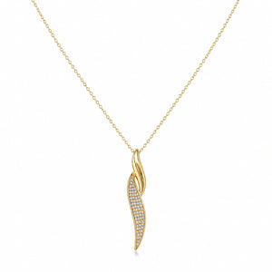 Alternate product view of the gold curved crystal twist necklace