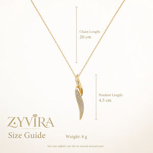 Size guide showing the proportions of the curved twist necklace