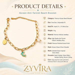 Open link view of the gold dolphin charm bracelet