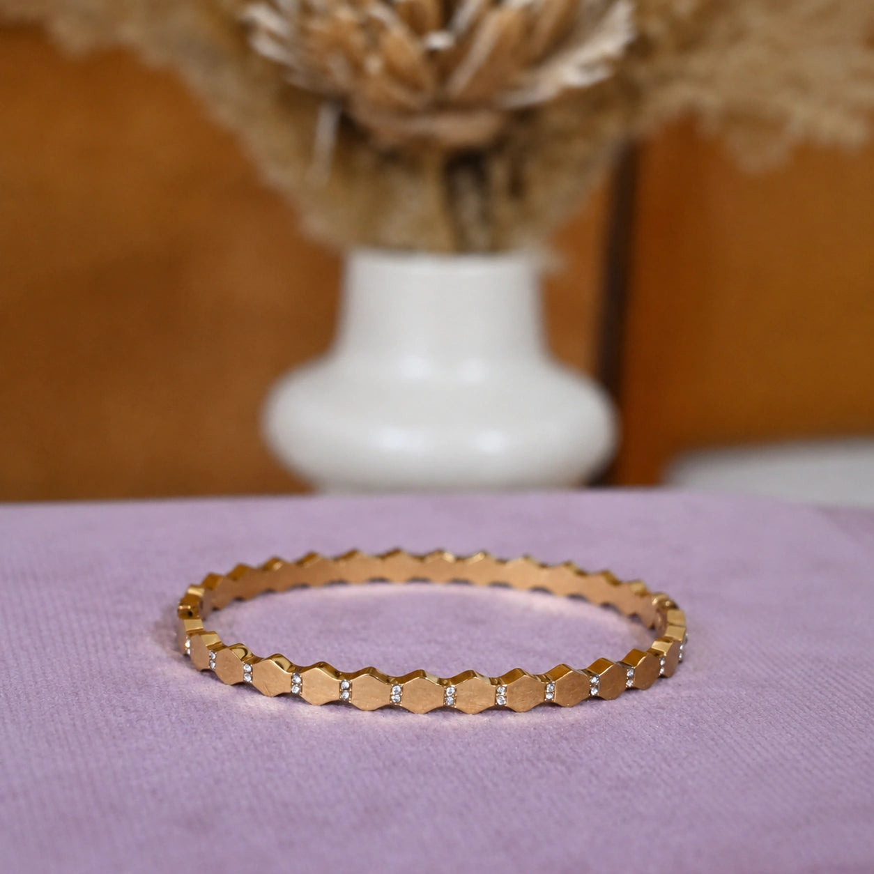 Alternate detail view of the faceted geometric crystal bracelet