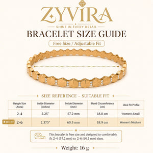 Open structure view of the gold geometric rigid bracelet