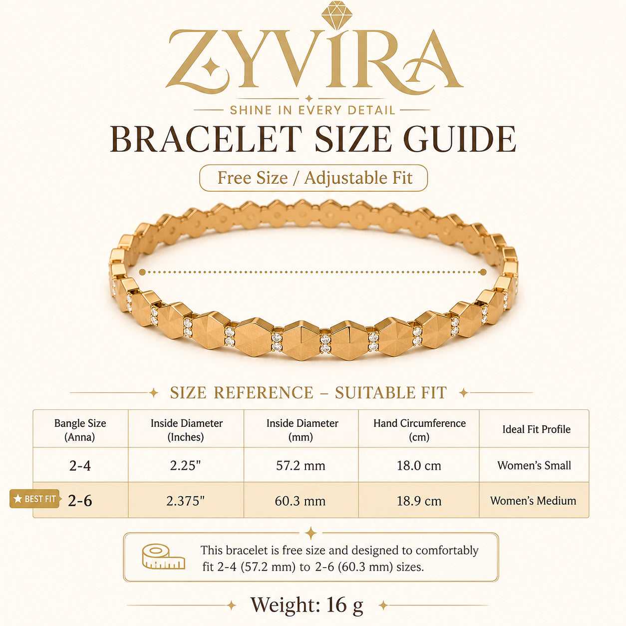 Open structure view of the gold geometric rigid bracelet