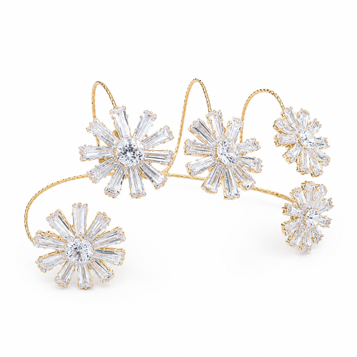 Alternate product view of the gold five-starburst handcuff