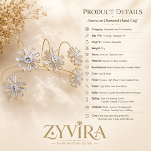 Gold five-starburst handcuff styled in an elegant jewellery flat lay