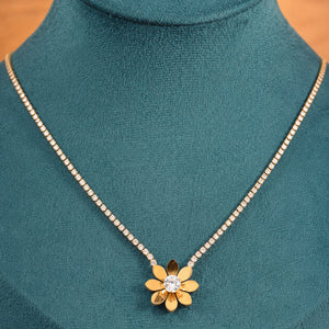 Alternate detail view of the floral crystal stone-chain necklace