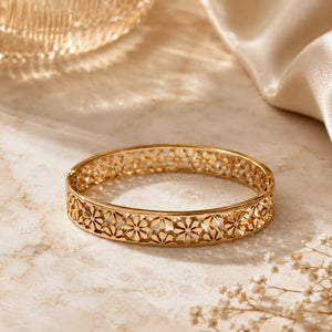 Alternate product view of the gold floral openwork kada