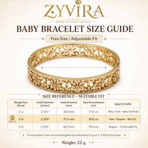 Open structure view of the gold floral hinged kada