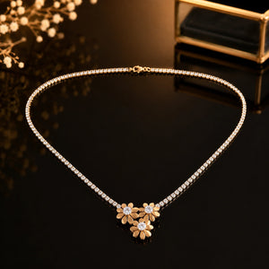 Alternate detail view of the floral trio crystal pendant