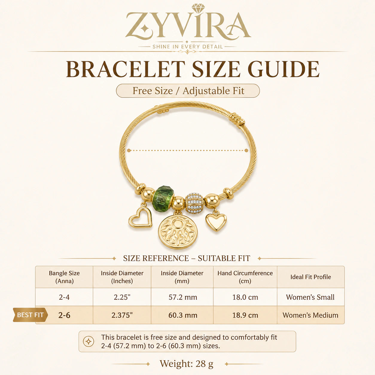 Open structure view of the twisted cable heart charm kada