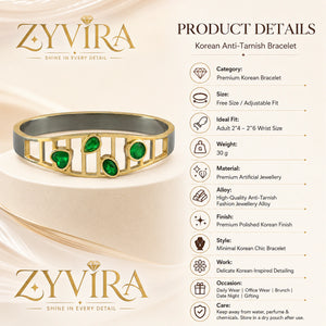 Open structure view of the gold green stone kada