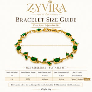 Open link view of the gold green tulip-vine bracelet