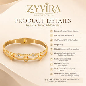 Open structure view of the gold heart crystal kada