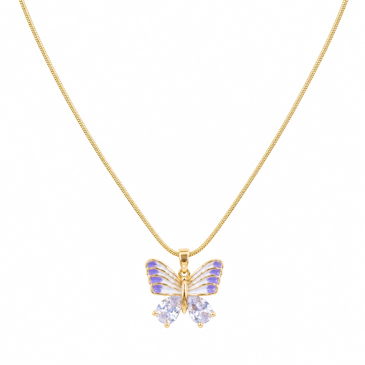 Close-up of the lavender butterfly and crystal-style detailing
