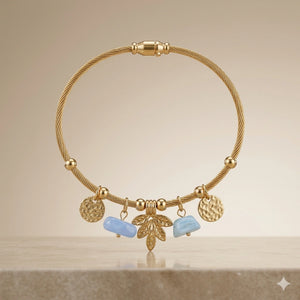 Alternate product view of the gold leaf pastel charm bracelet