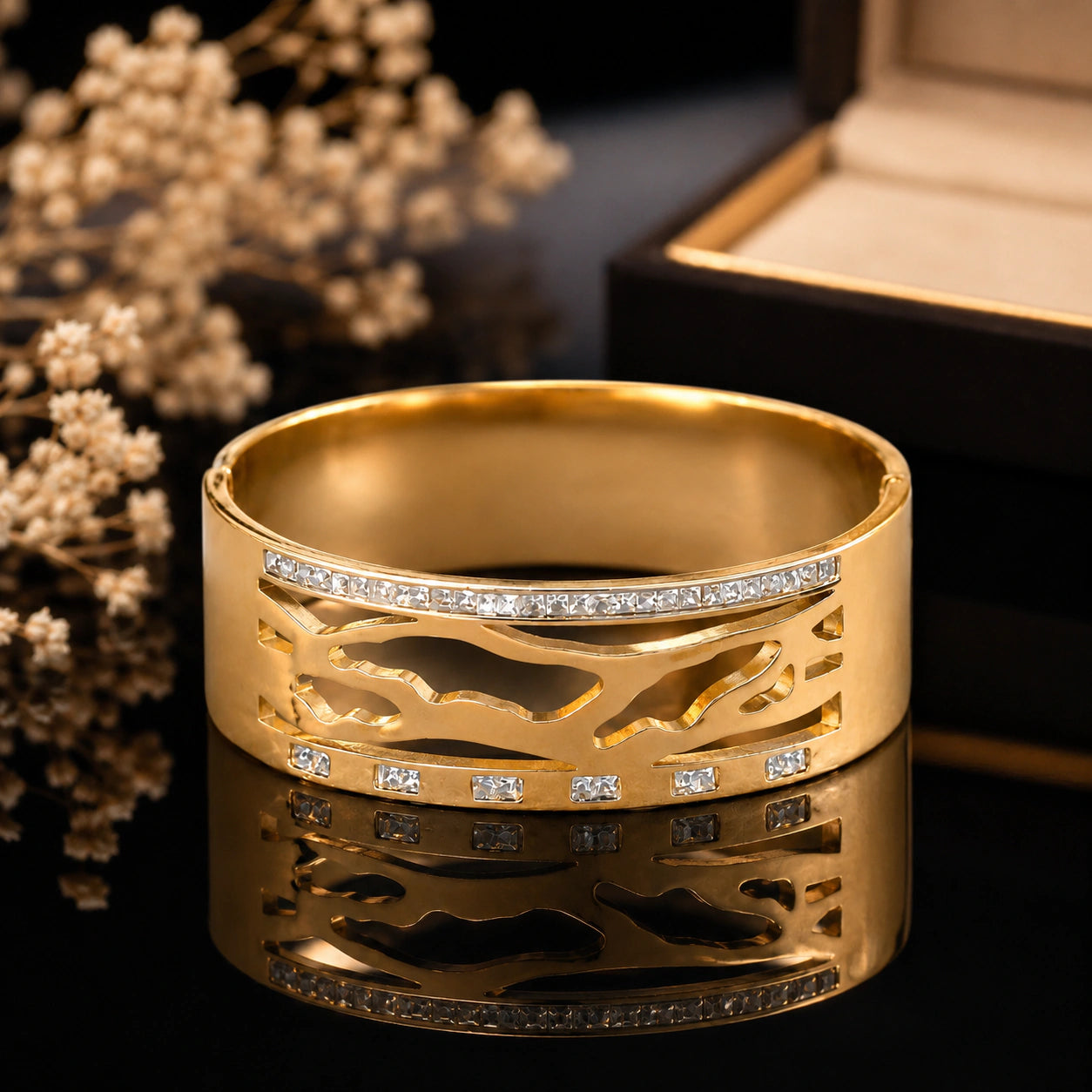 Alternate product view of the gold marquise crystal bar kada