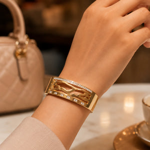 Close-up of marquise crystals and bar kada detailing