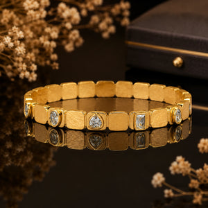 Alternate product view of the gold mixed-cut crystal bracelet