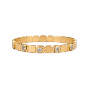 Gold-tone mixed-cut crystal-style rigid link bracelet