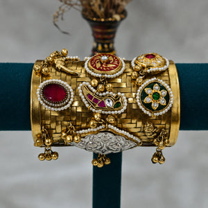 Alternate detail view of the multicolor Kundan handwork kada